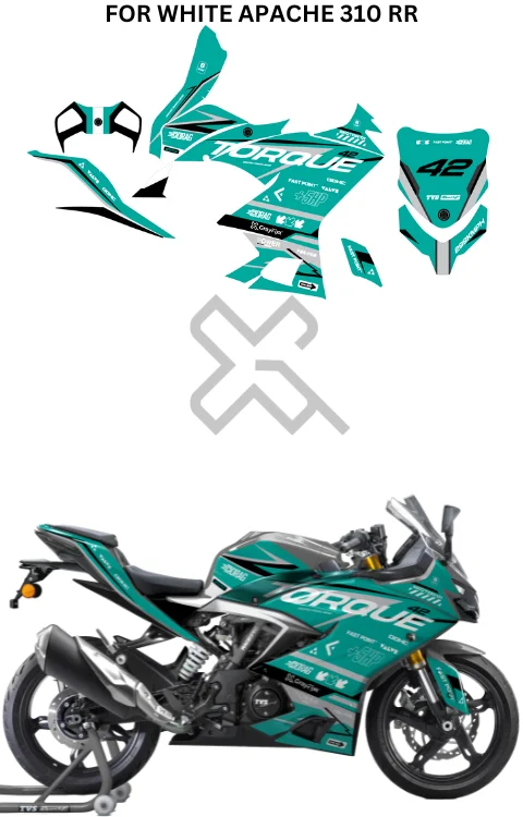 Torque Mint Edition Full Body Sticker Compatible with Apache 310 RR | Printed In Premium Gloss Vinyl With FPF(Fade Protection Film), Water Proof, Precut Sticker, Pack Of 1 Compatible with Both Side